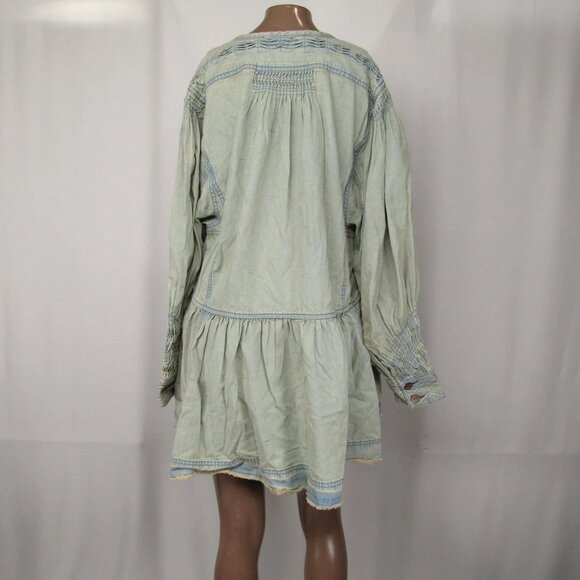 NEW FREE PEOPLE Women’s Sweet Summer Bed Front Tie Long Jacket Light Blue Size S - Picture 5 of 10